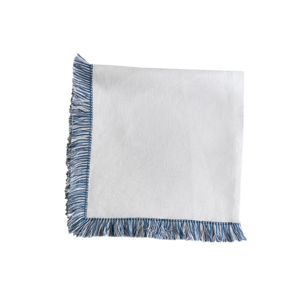 Cotton Fringed Napkins - Sky Blue - Set of 4