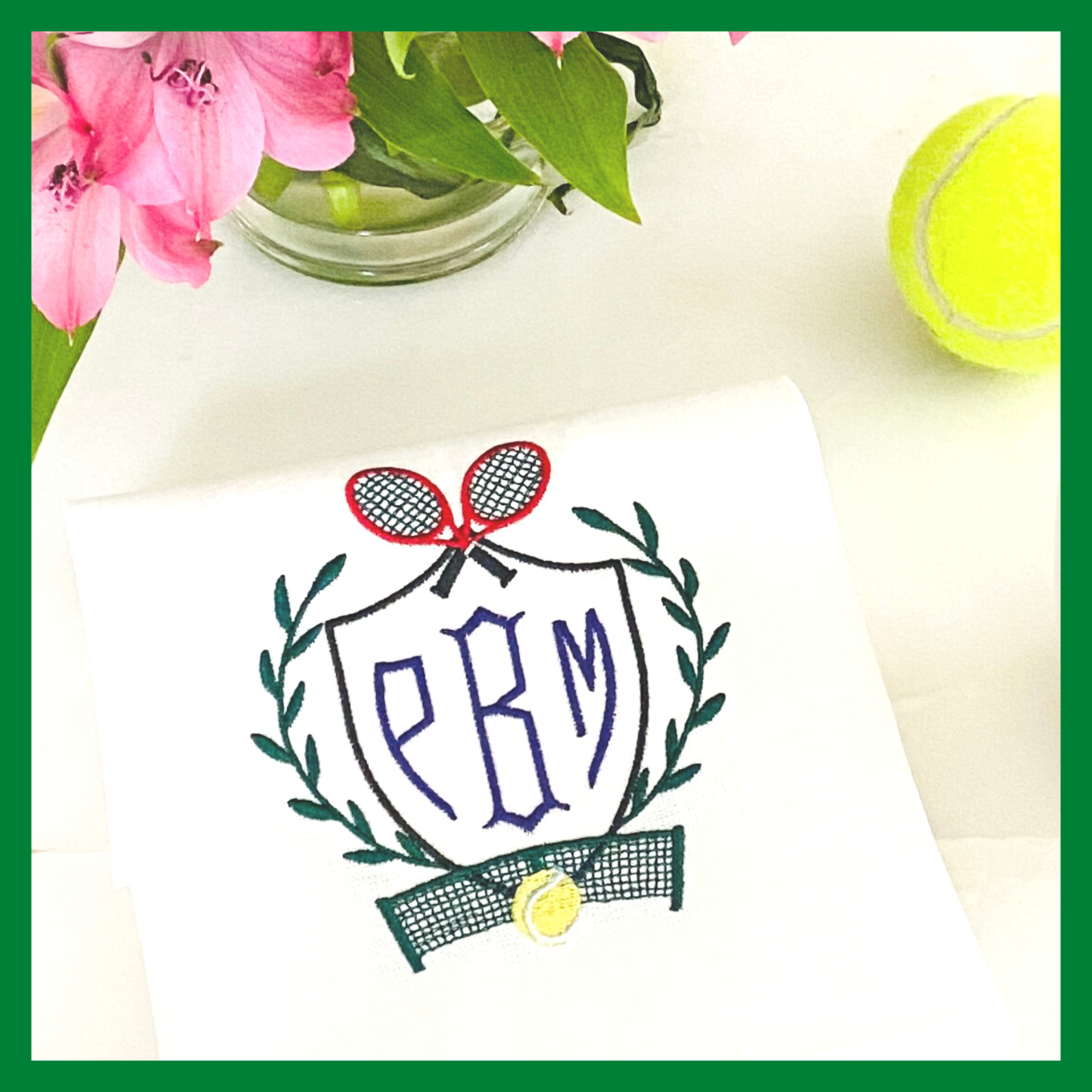 Tennis Crest Embroidery Design