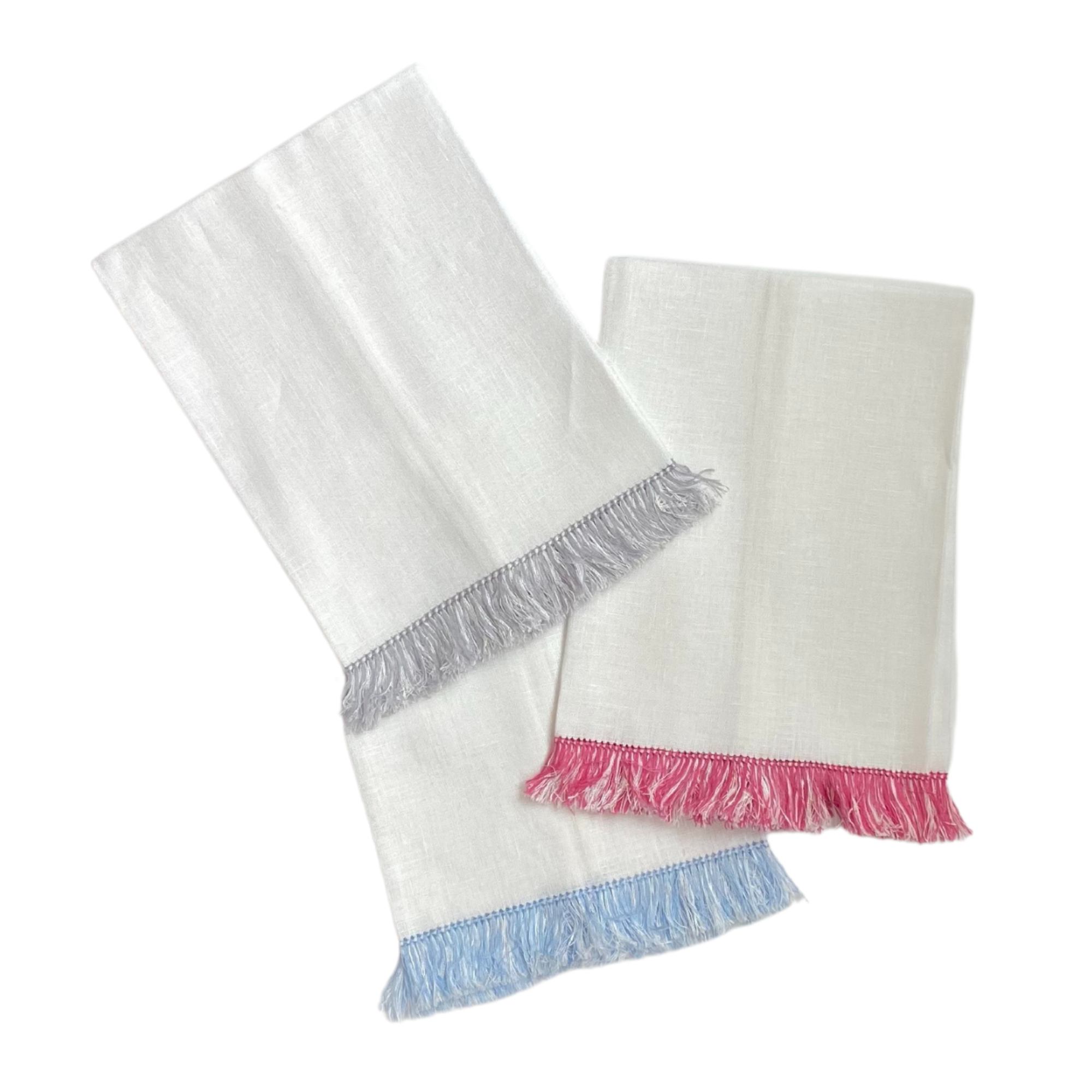 Fringe Benefits Guest Towel Merry Red | Garden Folly Fine Linens - hand towels for embroidering, fancy linen hand towels, fancy linen guest towels