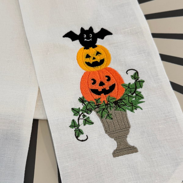 Jack O Lantern Pumpkin Topiary Embroidery Design