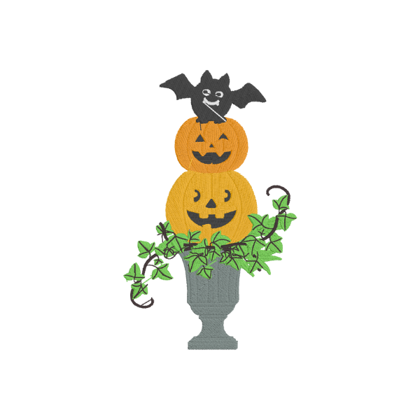 Jack O Lantern Pumpkin Topiary Embroidery Design