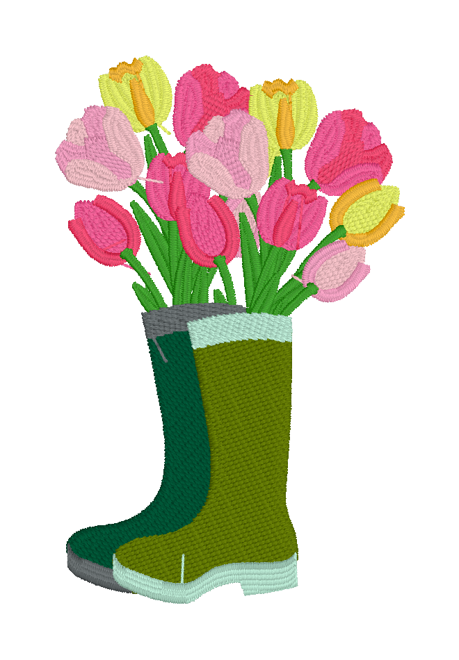 April Showers May Flowers Embroidery Design