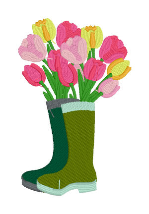 April Showers May Flowers Embroidery Design