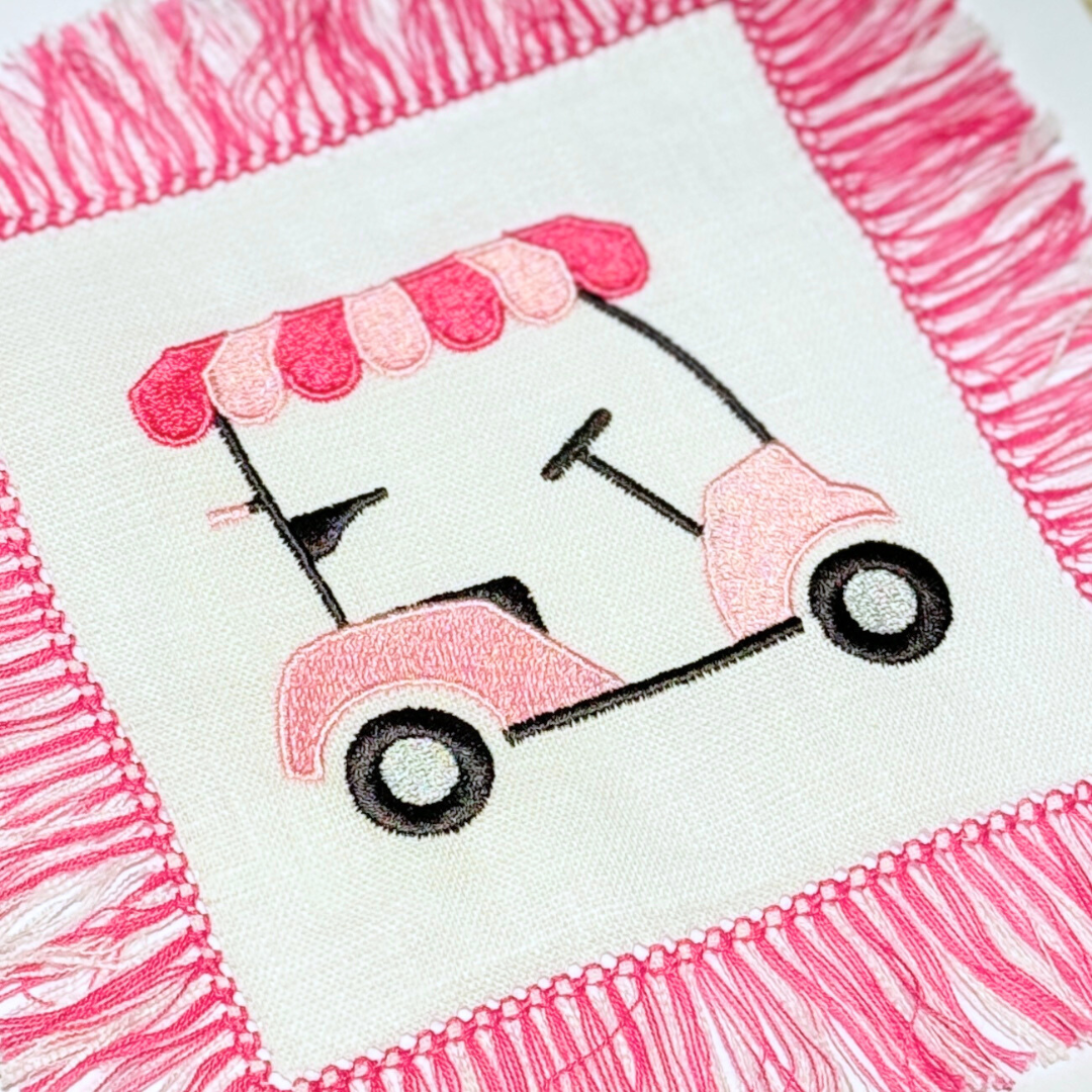 Preppy Pink Golf Cart