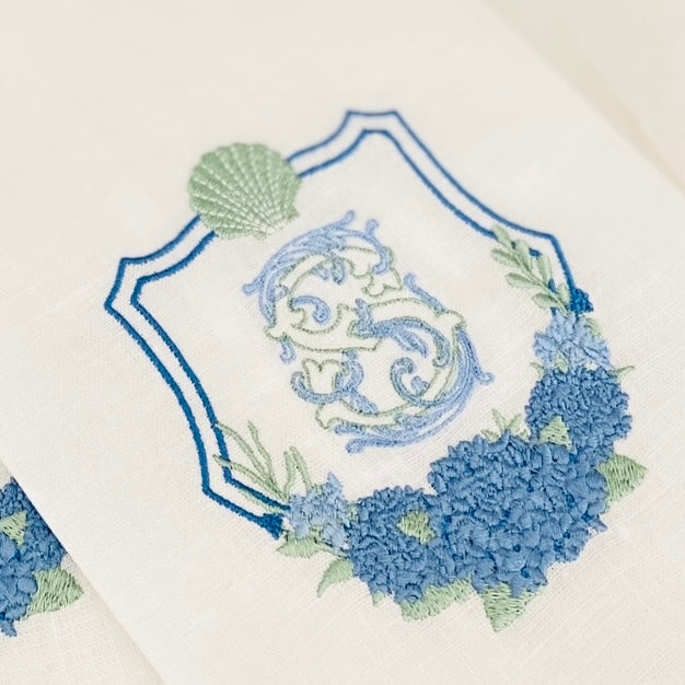 Cape Cod Hydrangea Crest Embroidery Design