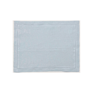 Sky Blue 100% Linen Boudoir Pillow Sham with one inch hemstitch flange. Accommodates a 12" x 16" pillow insert. Approximately 14" x 18" in overall size.