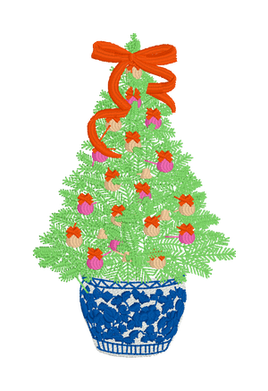 Chinoiserie Christmas Tree Embroidery Design
