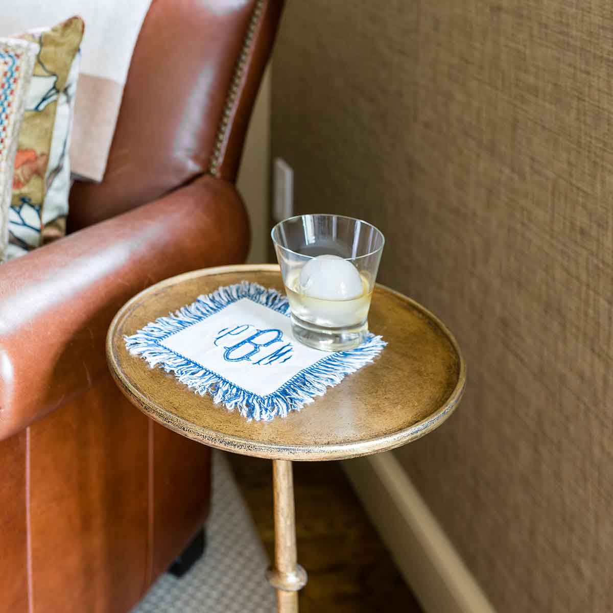 Fringe Benefits Cocktail Napkin | Garden Folly Fine Linens - wholesale linen napkins for weddings, white linen napkins wholesale, cotton linen napkins wholesale, bulk cloth napkins wedding