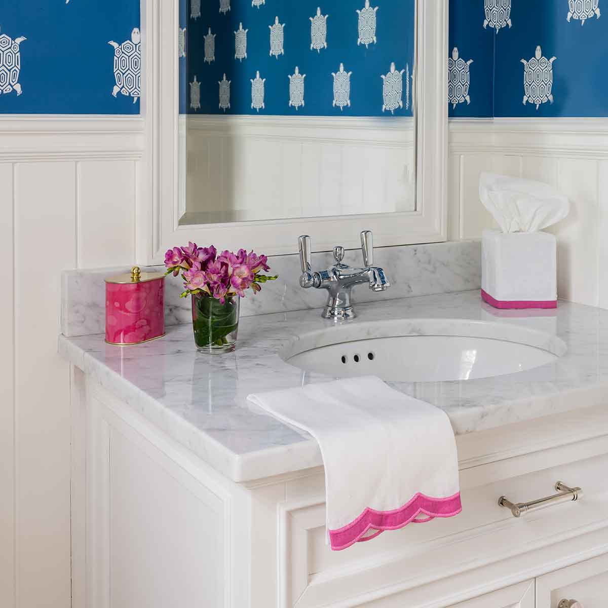 Double Happiness Guest Towel | Garden Folly Fine Linens - hand towels for embroidering, fancy linen hand towels, fancy linen guest towels