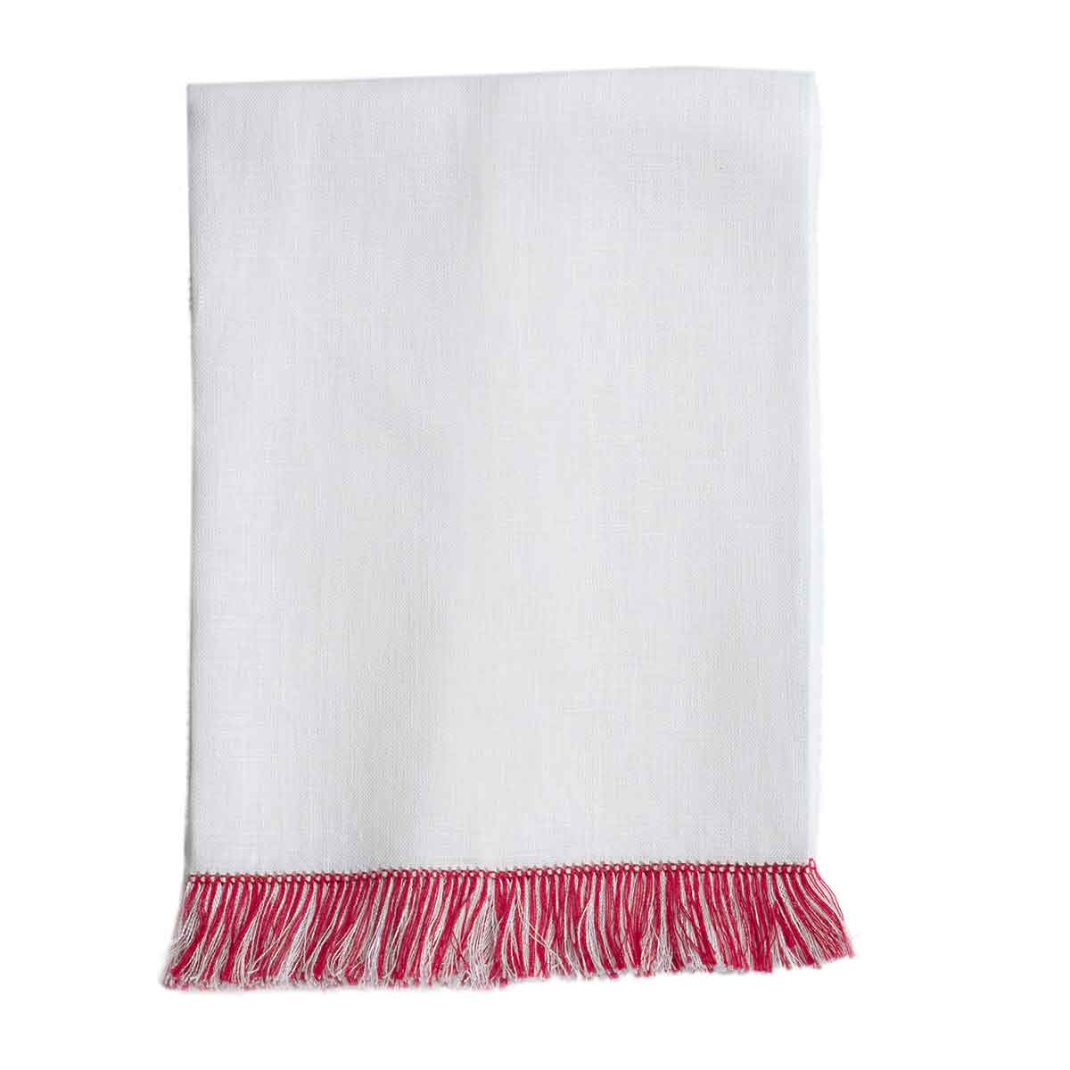 Fringe Benefits Guest Towel Merry Red | Garden Folly Fine Linens - hand towels for embroidering, fancy linen hand towels, fancy linen guest towels