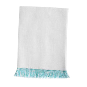 Fringe Benefits Guest Towel Robin's Egg Turquoise | Garden Folly Fine Linens - linen like hand towels, blank embroidery hand towels, guest hand towels linen