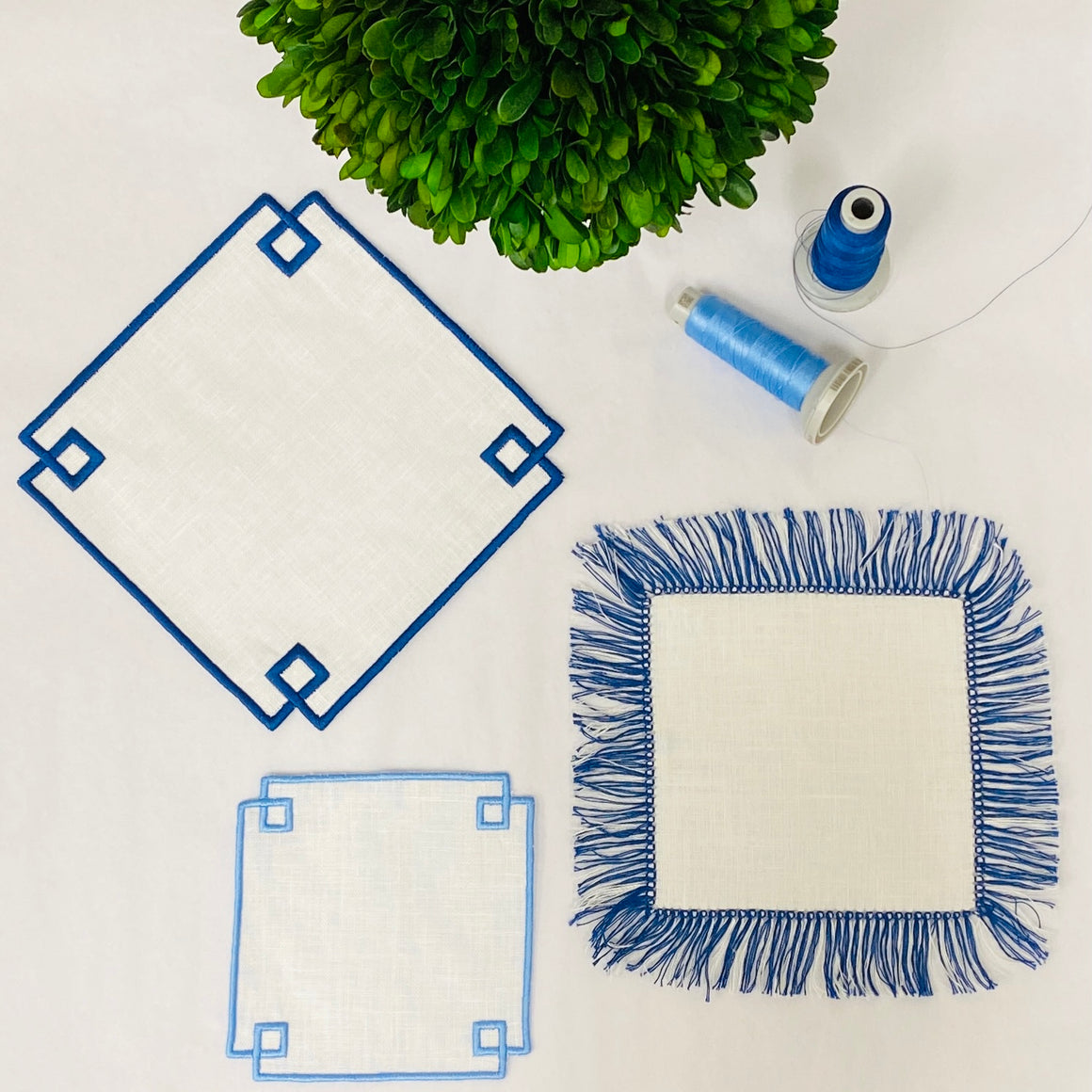 Greek Key Coaster and Cocktail Napkin Embroidery Design - In the Hoop - ITH