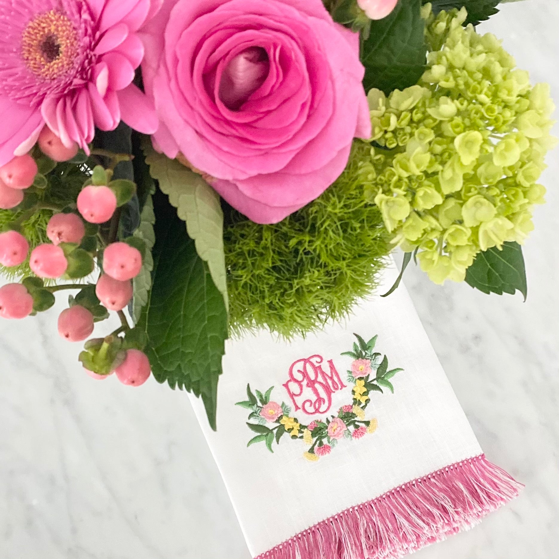 May Flowers Swag Embroidery Design - Garden Folly Fine Linens