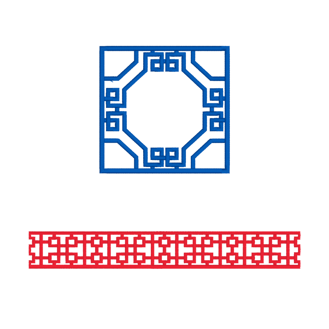Fretwork Lattice Border Embroidery Design