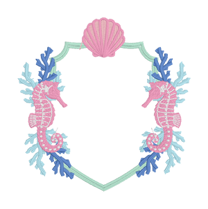 Sea Life Coastal Crest Embroidery Design