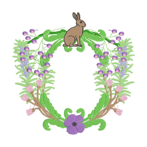 Spring Bunny Crest Embroidery Design