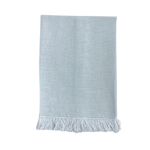 Sky blue linen Fringe 100% European Guest Hand Tea Towel