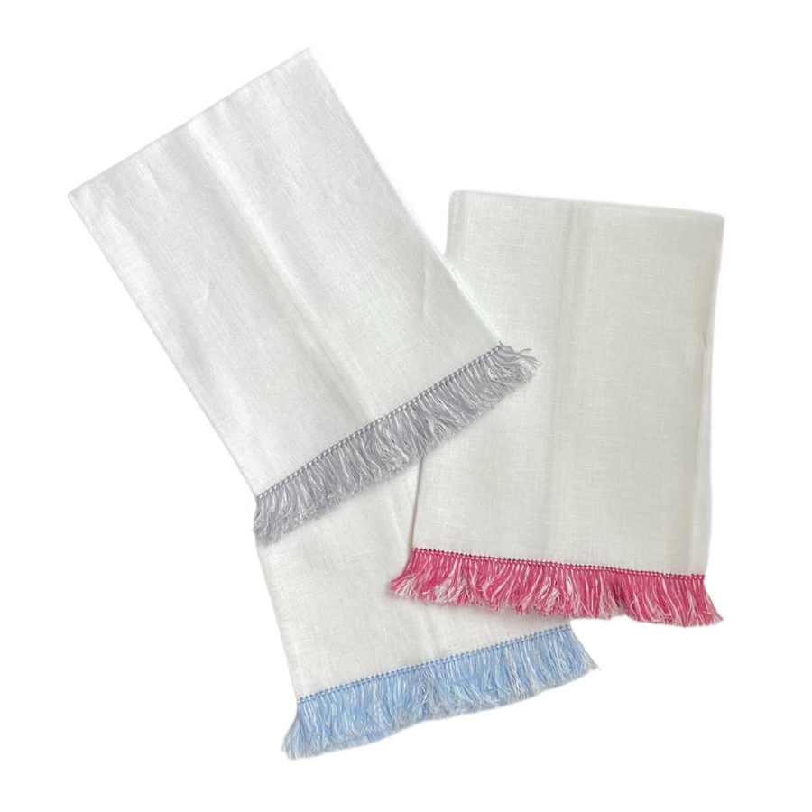 Fringe Benefits Guest Towel | Garden Folly Fine Linens - hand towels for embroidering, fancy linen hand towels, fancy linen guest towels