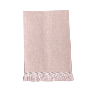 Petal Pink linen Fringe 100% European Guest Hand Tea Towel